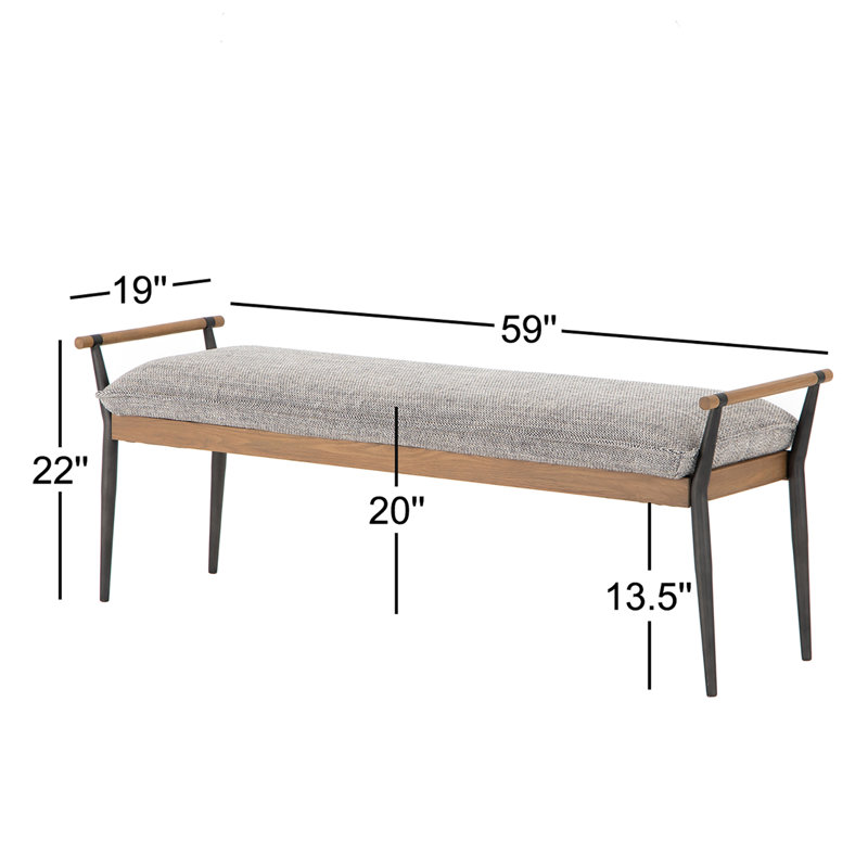 Charlotte Upholstered Bench, Thames Raven