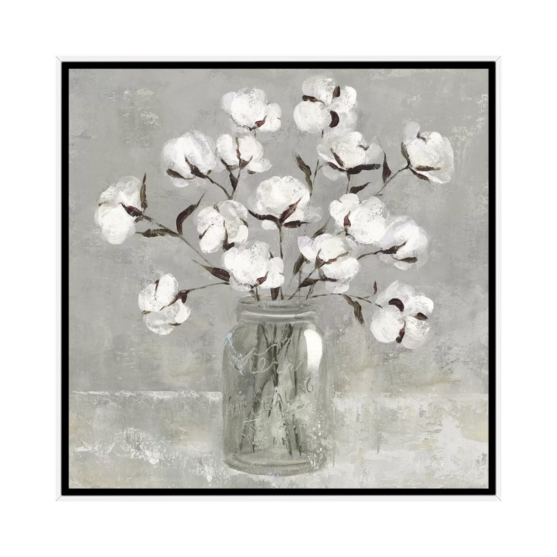 Cotton Bouquet par Carol Robinson - reproduction d'art, H 18 po x l 18 po x 1,5 po, Aucun mat, Toile blanche encadrée