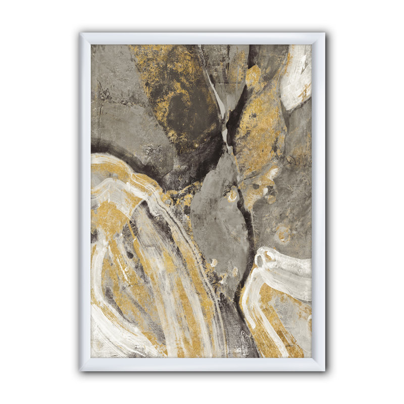 " Glam Phoenix Neutral ", 46" H x 36" W x 1.5" D, White Framed