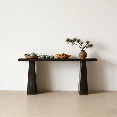 Console rétro en bois massif minimaliste