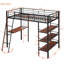 Lit mezzanine en métal à 3 niveaux avec bureau et tableau blanc-951523545-951523544