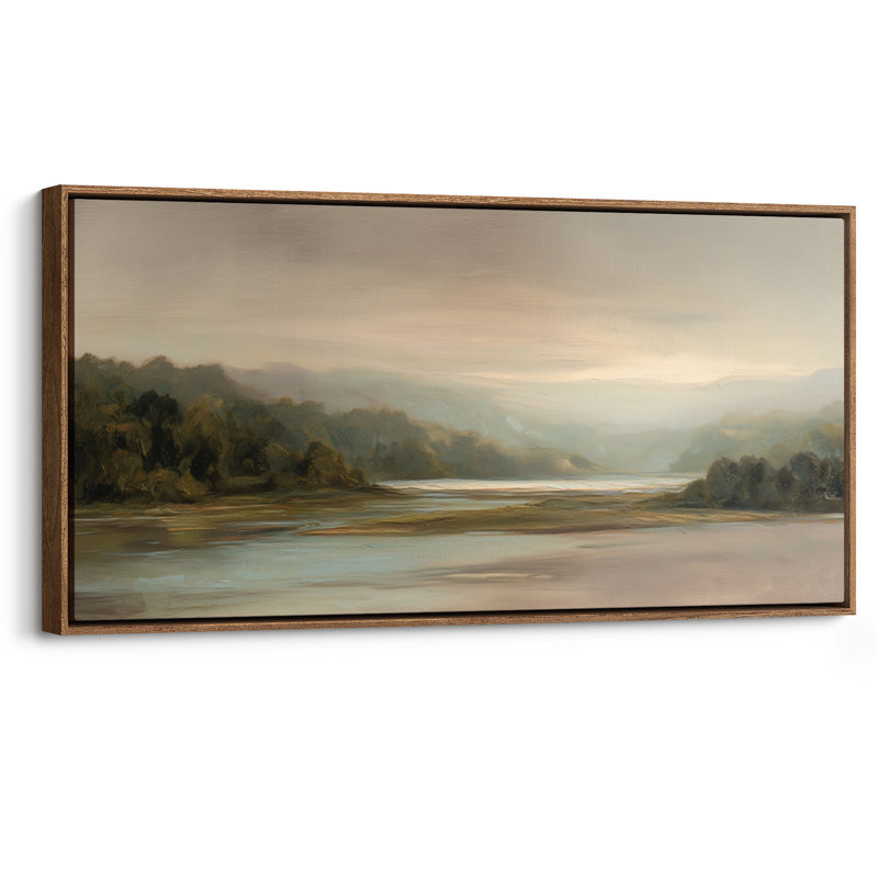 «Misty River Valley Landscape», art mural pour chambre ou bureau, H 30 po x l 60 po, Naturel
