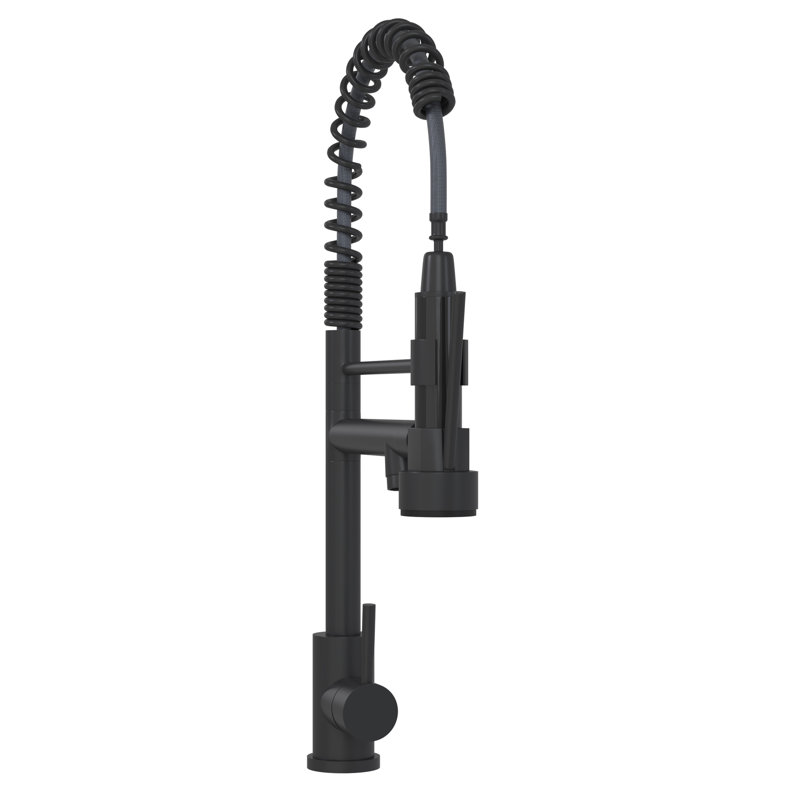 19" Single Handle Matt Black Kitchen Faucet - Stainless Steel 304 Construction, Ideal For Home Bathrooms Finish 304, Modern Design Residential