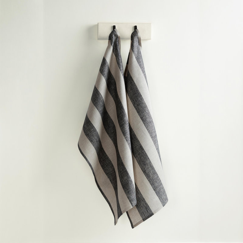 Cabana Kitchen Towel, Black and Natural