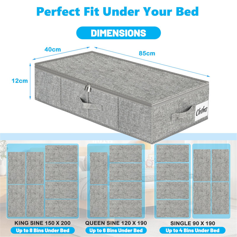 Ebern Designs Fabric Underbed Storage, Grey