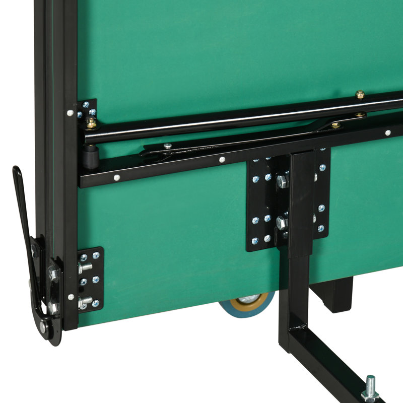 Culp 9ft Folding Table Tennis Table, Portable with Eight Wheels, Green