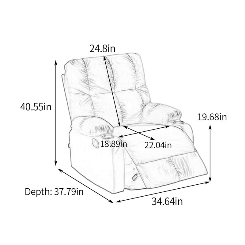 Fauteuil inclinable de luxe avec porte-gobelets et fonction de balançoire Pragna, Gris