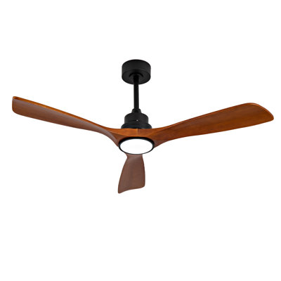 Modern Black Ceiling Fan With Light 3 Solid Wood Blades Remote Control Reversible Dc Motor With Dimmable Led