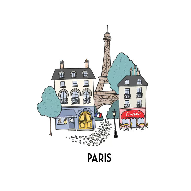Paris 1 Piece Wrapped Canvas Wall Art, 93.98 cm H x 93.98 cm W