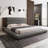Floor Upholstered Platform Bed With Extended Wood Headboard & Bedside Shelf-711778830