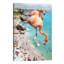 Giant Flamingos On The Beach - Wrapped Canvas Print-49965235