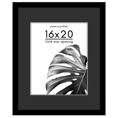 Cadre d'affiche noir avec passe-partout noir - Cadre photo en bois d'ingénierie avec façade en plexiglas