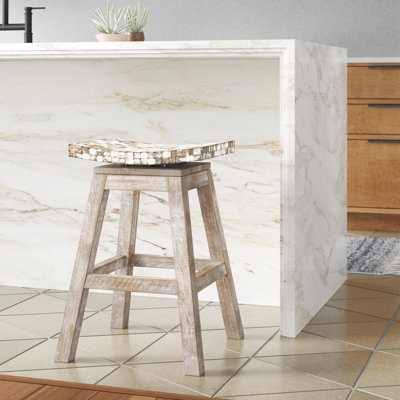 Aon Swivel Coconut & Solid Wood 24" Counter Stool