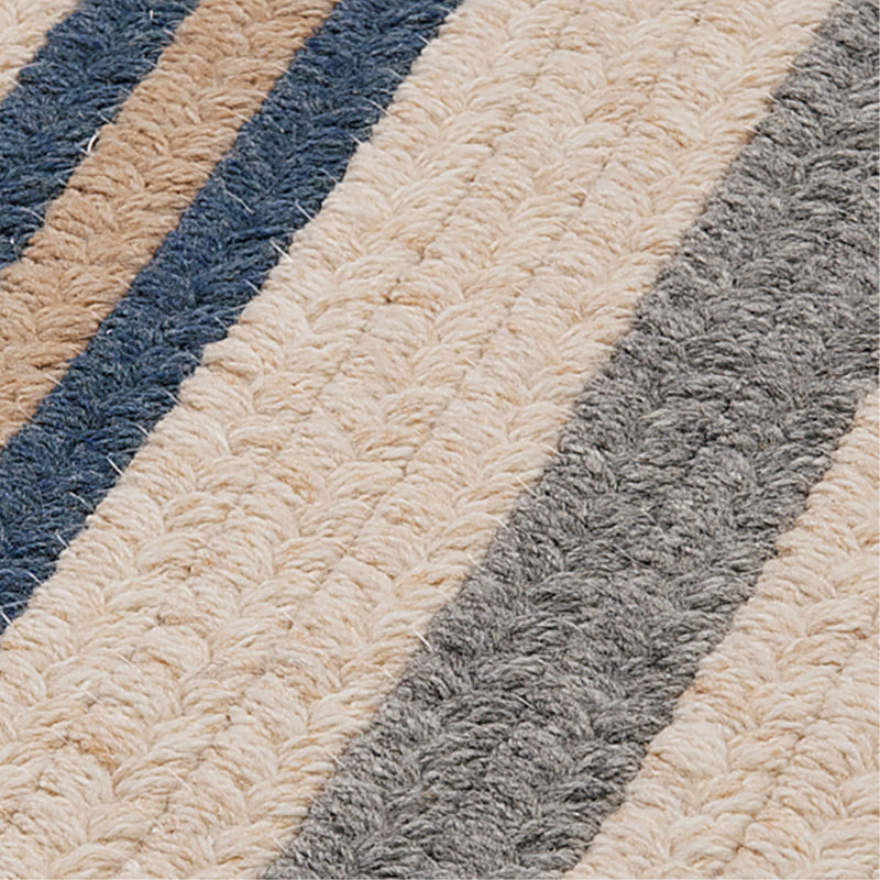 Tapis réversible en laine / polyester à rayures Chung - bleu / blanc / gris, Tapis de couloir 2 pi x 6 pi