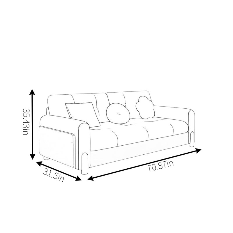 Canapé Modern, H 35,43 po x l 70,87 po x P 31,5 po, 2