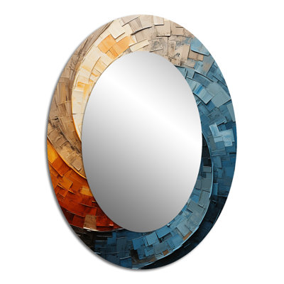 Collage en spirale - miroir mural ovale bleu sarcelle