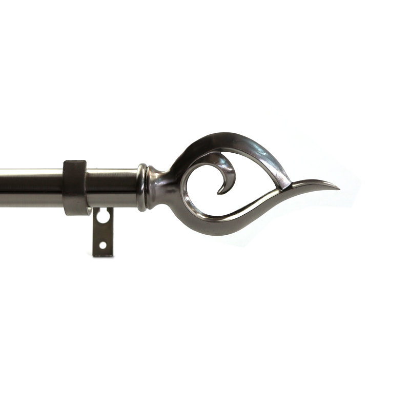 Tringle à rideaux simple Glenva, l 84 po à 120 po, Acier brossé