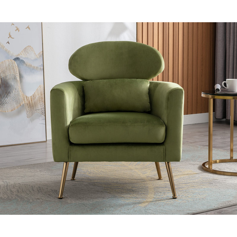 Zuhey Upholstered Accent Chair, Olive Green Velvet