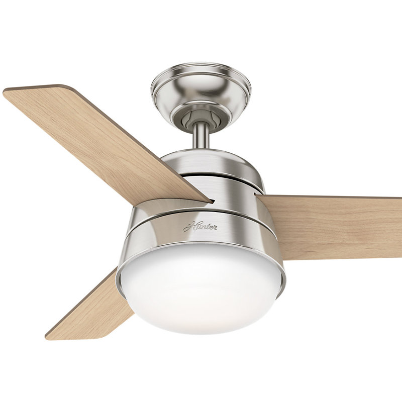 91cm Ceiling Fan with Light Kit, American Walnut/Natural Wood, Brushed Nickel