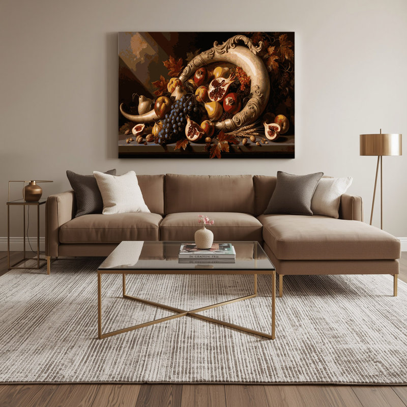 «Thanksgiving Cornucopia corne d'abondance», art mural sur toile brune, H 11 po x l 14 po