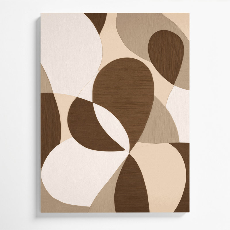 Art abstrait sur toile beige, H 18 po x l 12 po