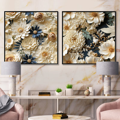 Laniel - Ensemble de 2 collages floraux carrés
