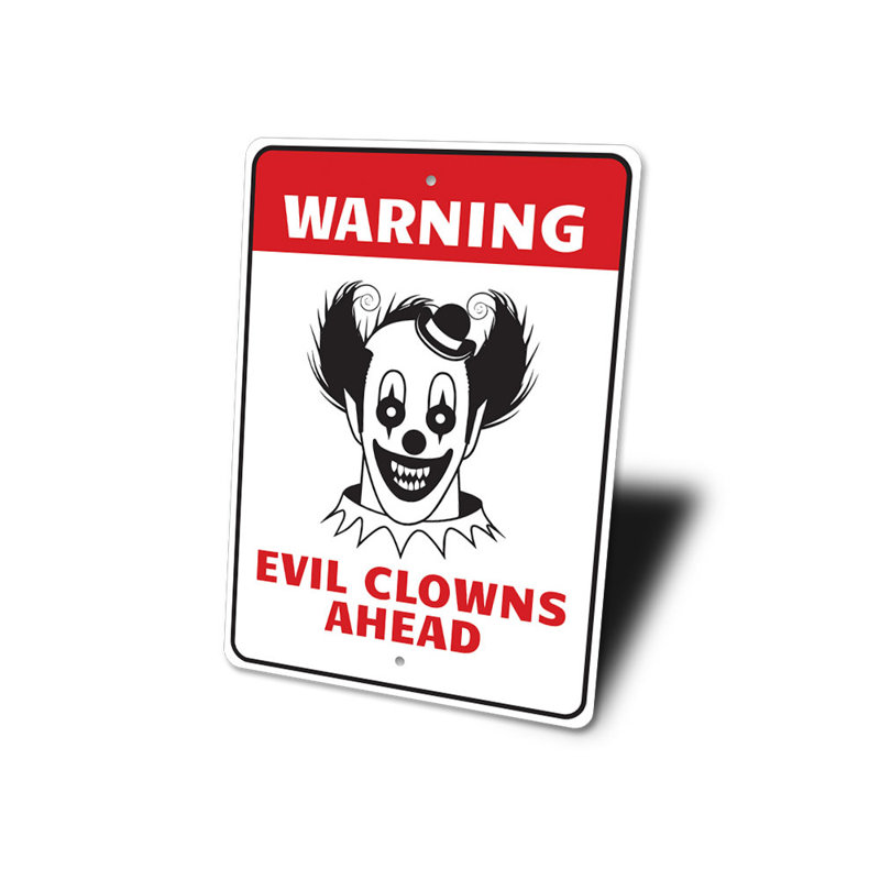 Panneau d'avertissement de clown, H 14 po x l 10 po x P 0,04 po