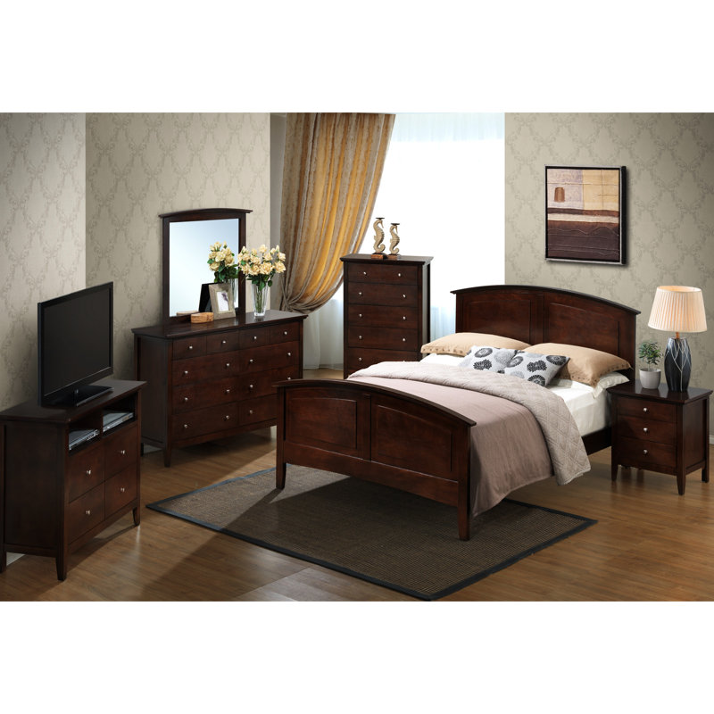 Grand lit en placage de bois véritable, cappuccino, chambre à coucher moderne, lit Glory G5425a-qb de style classique, placage
