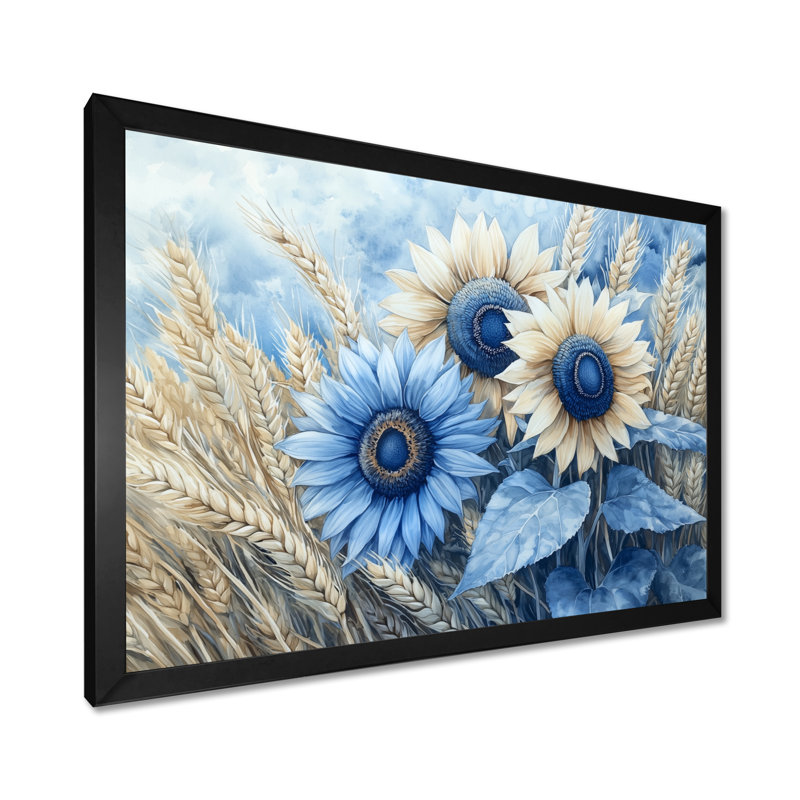 Art mural de tournesols Donasia, Reproduction encadrée d'une seule photo, H 30 po x l 40 po, Noir, noir, noir, noir