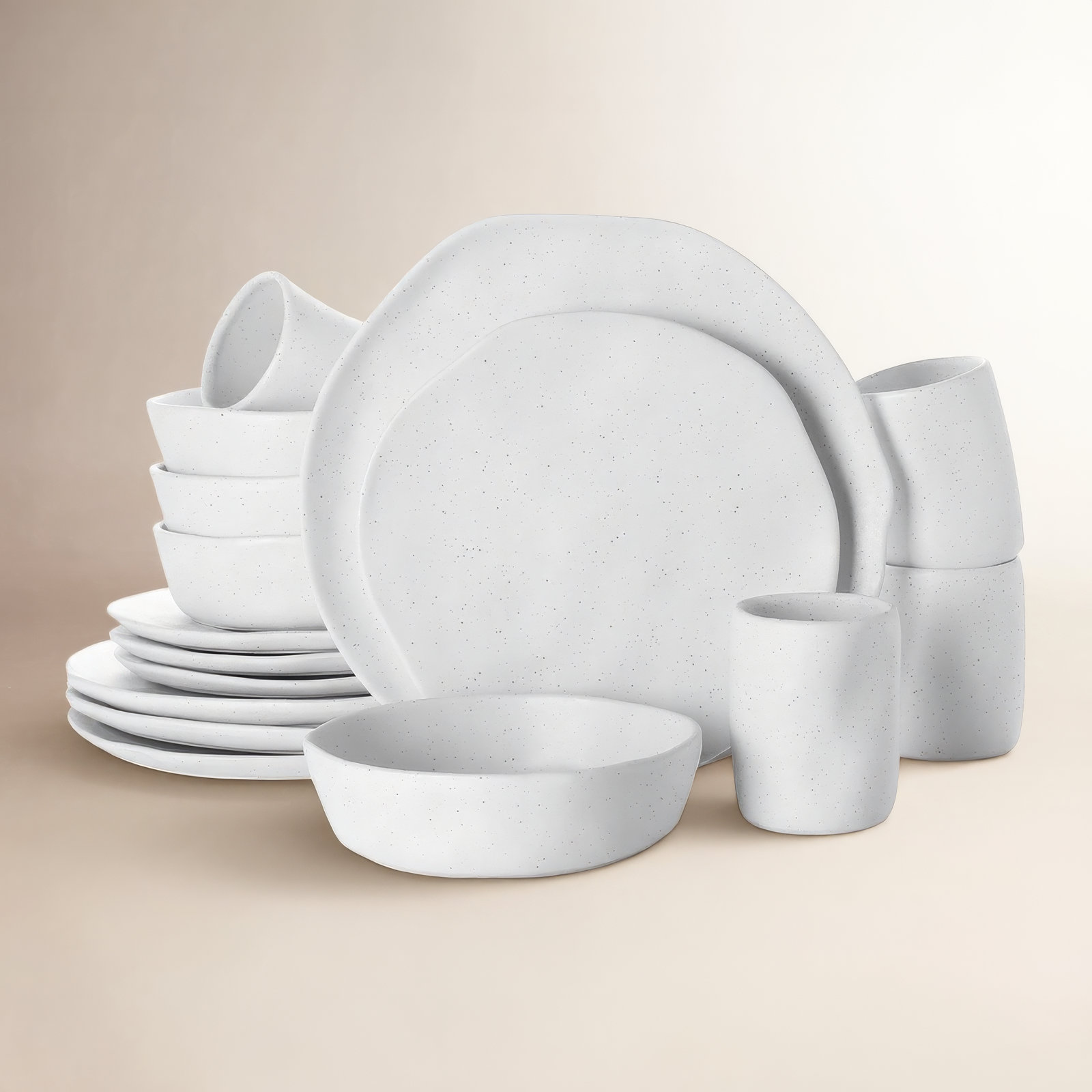 Stone by Mercer Project Hekonda Debossed 16-Piece Dinnerware Set Stoneware, White