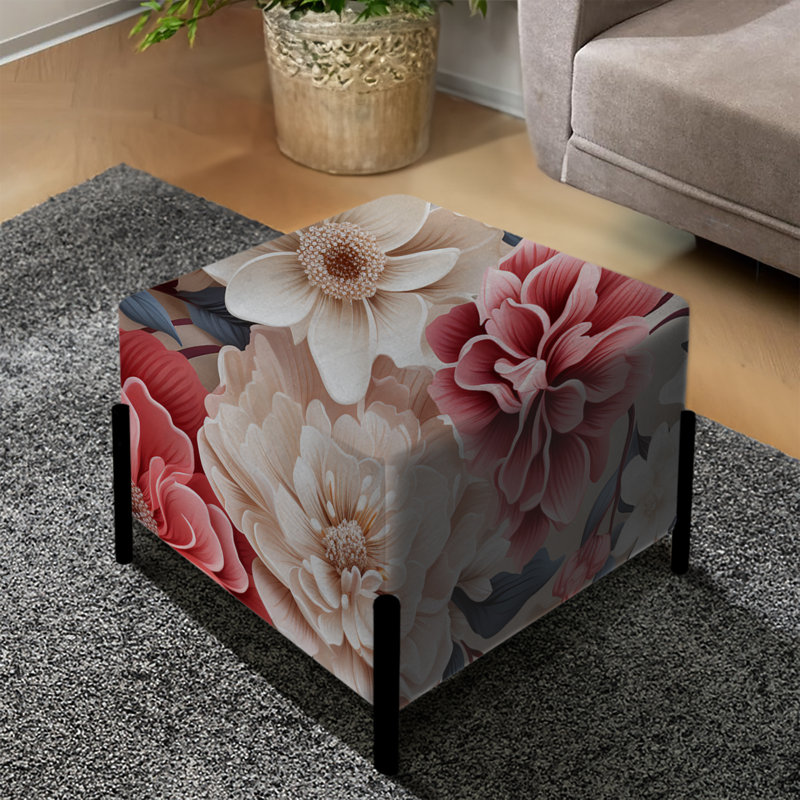 Repose-pieds floral rose et blanc avec dentelle romantique chuchotement IV
