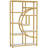 5-Tier White & Gold Corner Etagere Bookshelf With 9 Open Shelves Storage Organizer-523934154-523934155