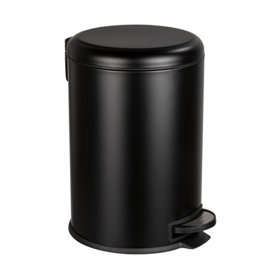 WENKO Pedal bin Leman Easy Close Black 30 L, cosmetic bin, waste bin with soft-closing mechanism