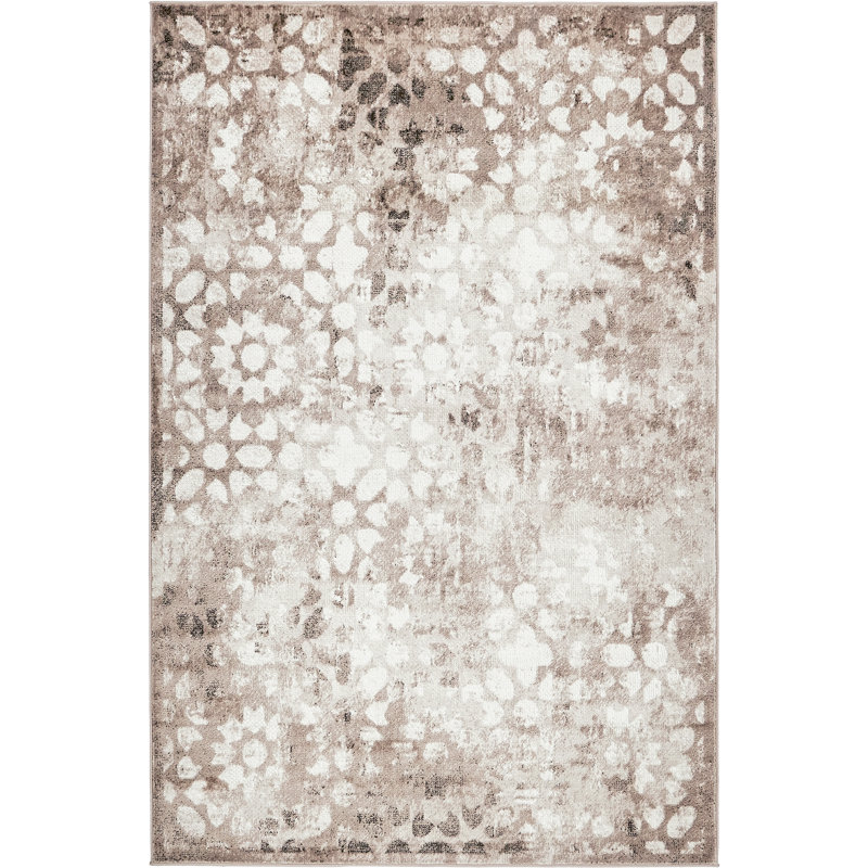 Brandt Floral Area Rug, Rectangle 4'1" x 6'1", Brown/Cream