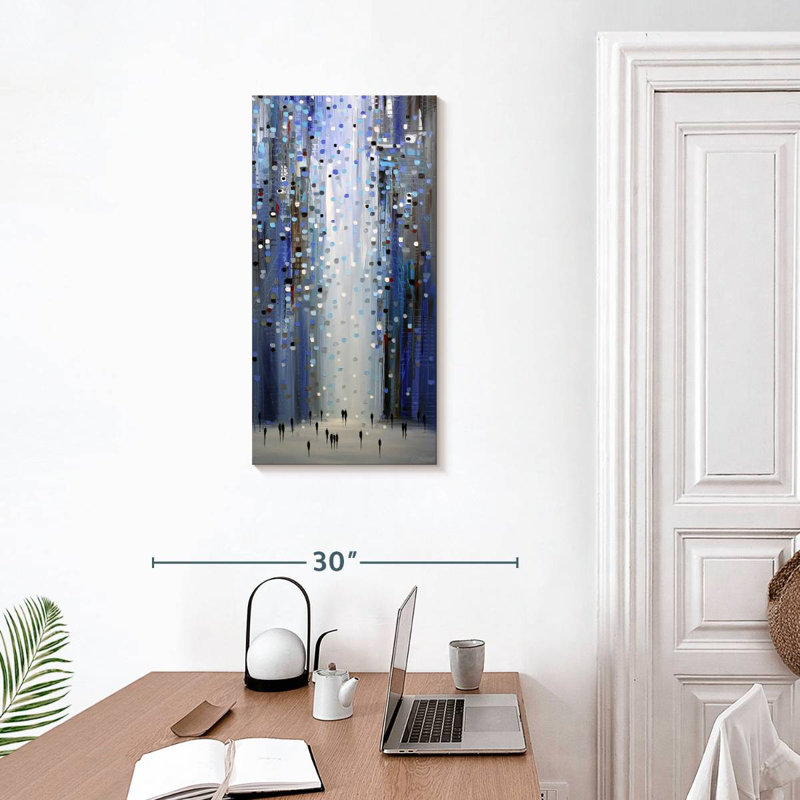 Lumières bleues urbaines, H 30 po x l 15 po