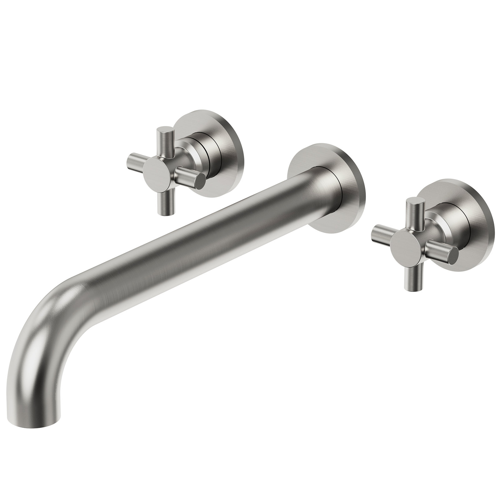  High-Flow Tub Filler Wall Mounted Long Tub Spout, 2-Handle Bathtub Faucet Set with Ceramic Valve, Brushed Nickel