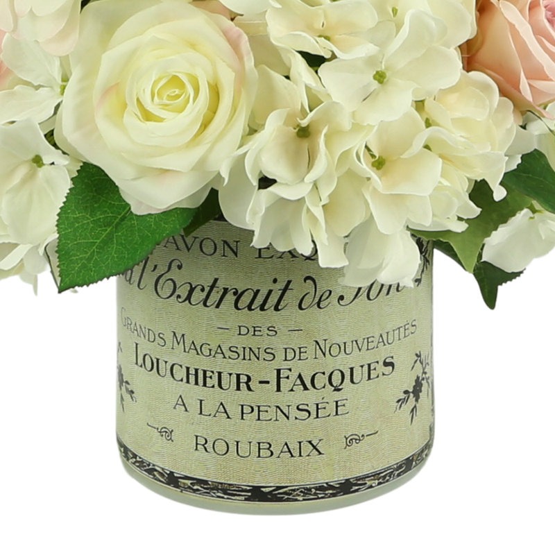 Peony and Hydrangea French Label Pot