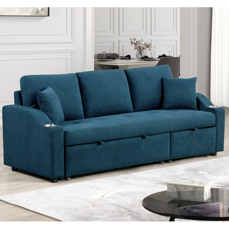 Canapé-lit modulaire avec porte-gobelets Nyric, Polyester bleu