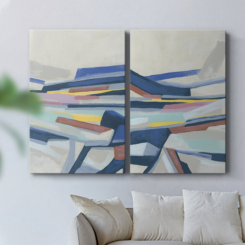 Blue Tectonic Movement I-Premium Gallery Wrapped Canvas -Ready to Hang