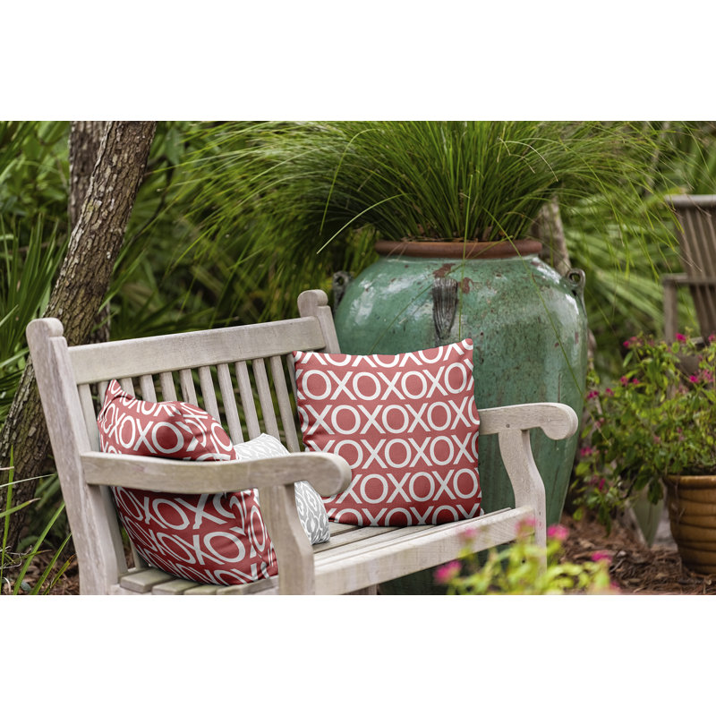 Valentine's Day Outdoor Reversible Throw Pillow, 16" x 16", Coral