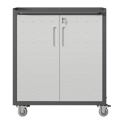 Armoire de rangement en métal robuste avec roulettes - Armoire de rangement pour outils robuste et durable pour les solutions de rangement de garage, de bureau et de maison