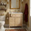 Meuble-lavabo de 30 po en grain de bois naturel avec lavabo en céramique, structure en bois massif, 1 tiroir escamotable, 1 support de porte et 2 tiroirs à fermeture en douceur (bois / bois clair)-1469748354