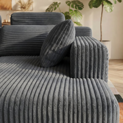 133“L-/U-Shaped Modular Cloud Sectional Sofa with 2 Ottomans, Modern Luxury Corduroy Gary Compression Couches, Deep Seat Comfy Cloud Couch for Living Room, No Assembly Required