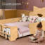Structure de lit pour enfants avec tête de lit Bowknot, garde-corps et bibliothèque, simple, naturel-1120218413-1120218449