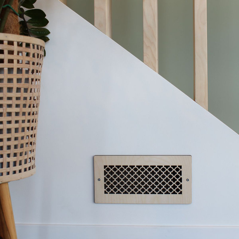 Grille de ventilation murale marocaine en bouleau baltique sablé non fini, 4 x 10 po
