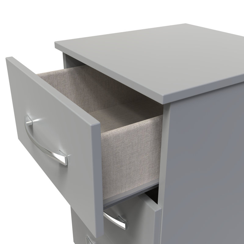 Fully Assembled Lavdi 3 Drawer Bedside Table, Dusk Grey