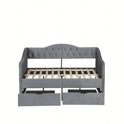 Upholstered Daybed with Storage Drawers, Wood Daybed Twin Size, No Box Spring Needed