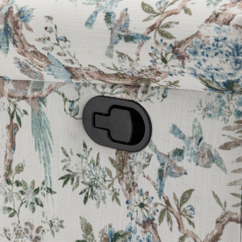 Fauteuil inclinable pivotant Jaq, Lin floral brun / bleu