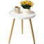 Table d'appoint ronde, table d'appoint à pieds en métal avec plateau en bois, petite table de bout ronde