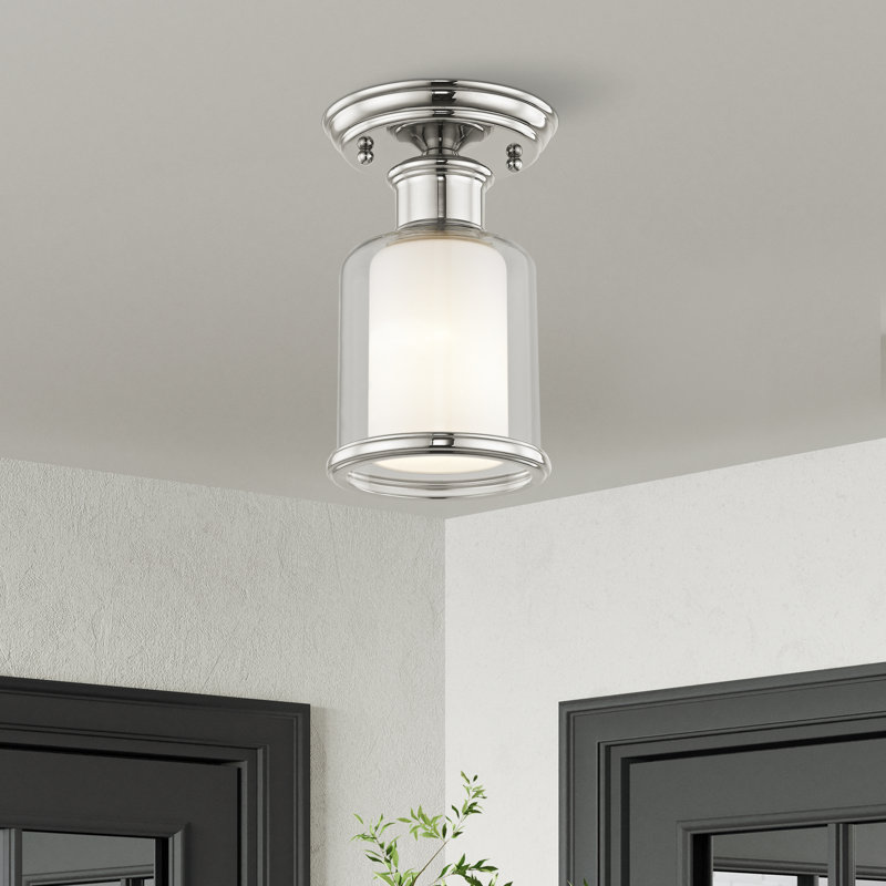 Wilczek Glass Flush Mount, Polished Nickel